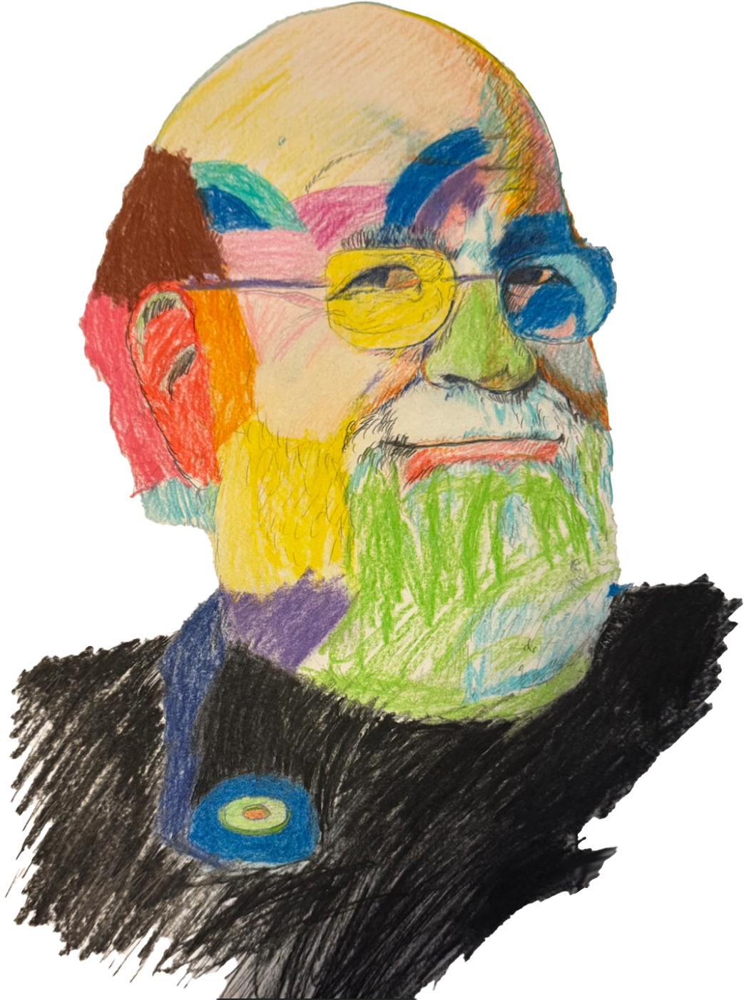 Portrait of Jeremy Kagan, hand-colored drawing